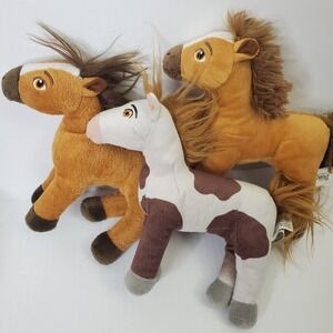 Dreamworks Spirit Riding Free Plush 8" Stuffed Brown & Spotted Horse Lot Of 3
